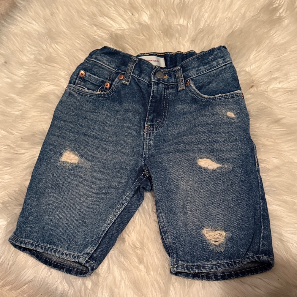 Levi's Distressed Blue Denim Shorts